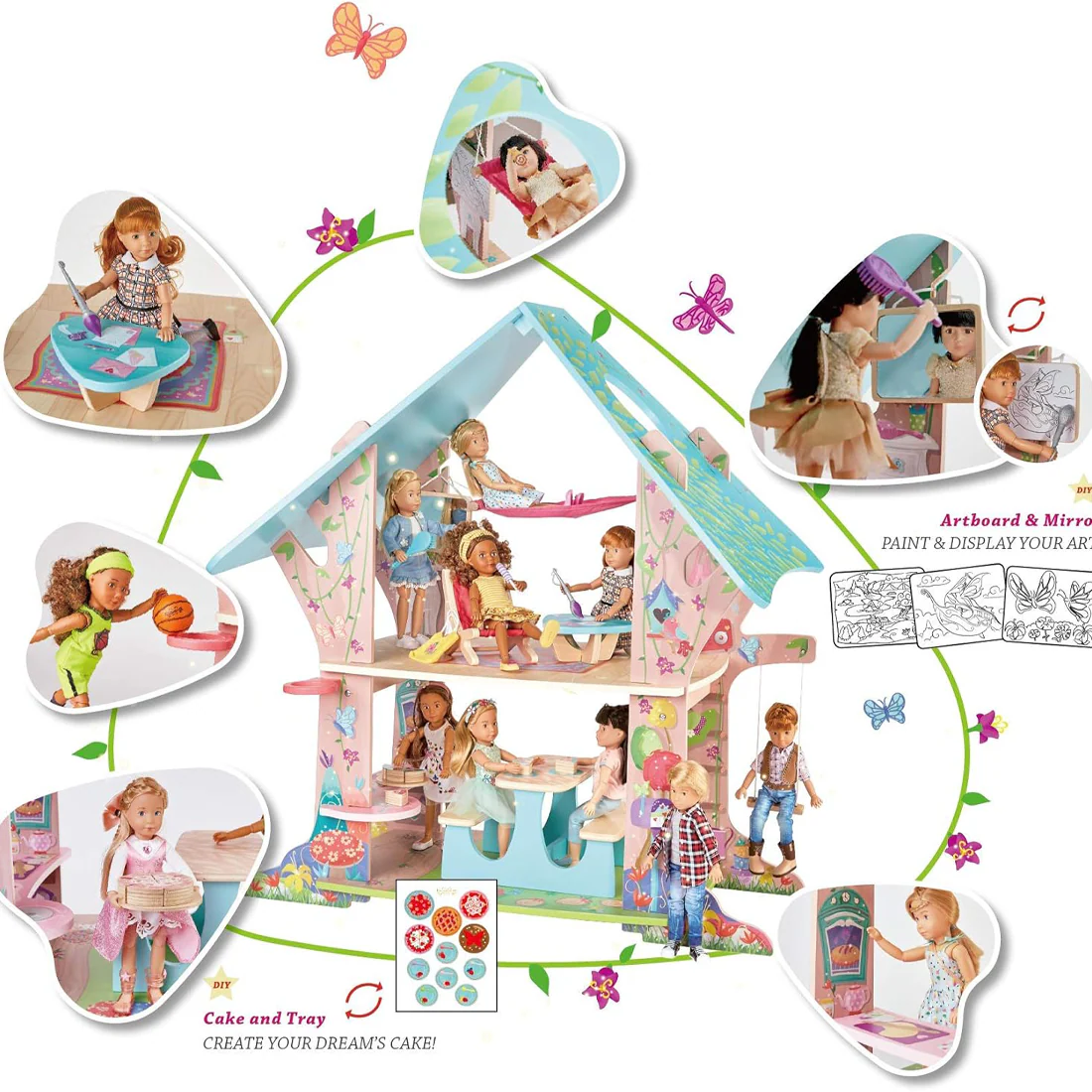 Kruselings Fun Wooden Club House Toy Set Doll - Image 9