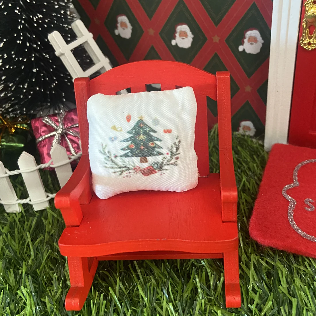 Red Christmas Fairy Rocking Chair and Cushion - Image 3
