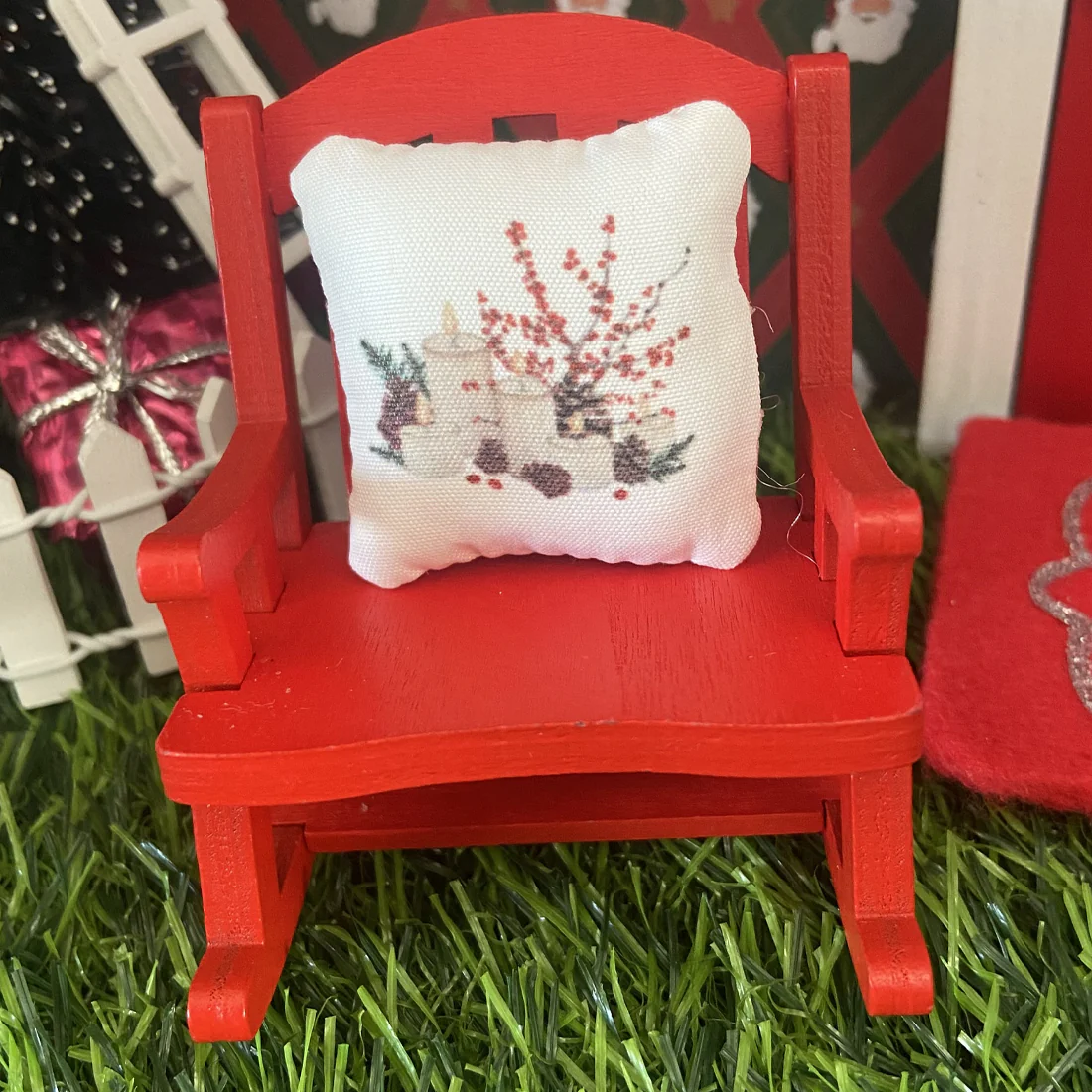 Red Christmas Fairy Rocking Chair and Cushion - Image 5