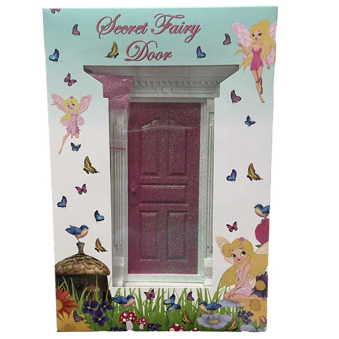 Secret Dark Pink Fairy Door with Glitter - Image 3