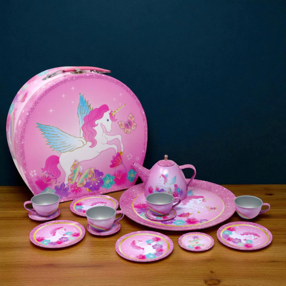 Unicorn Rainbow 15 Piece Tin Tea Set - Image 5